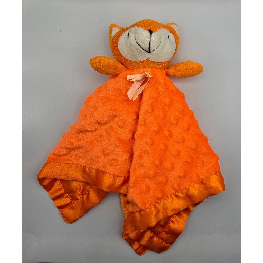 Orange Fox Minky Dotted Baby Security Blanket Lovey Satin Trim 14x14 Plush